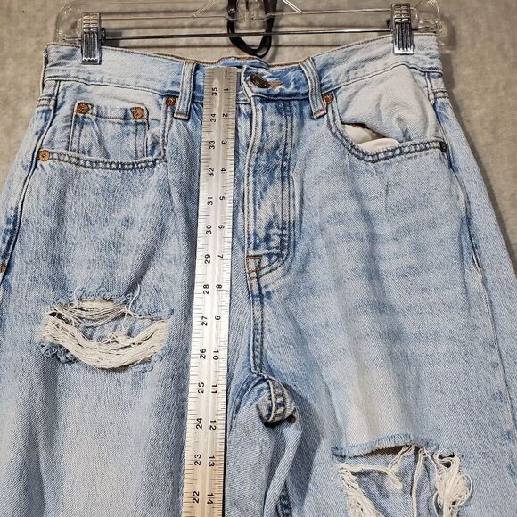 Aeropostale Jeans Womens 6 Blue Distressed 90s Baggy Straight Leg Button Fly - Picture 6 of 12
